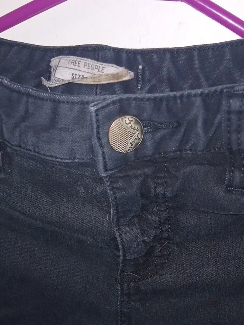 FP Free People Black Ripped Skinny Jeans